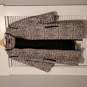 Talbots Long Open Pink/Black Jacquard Sz 16